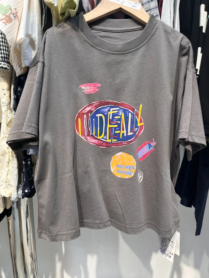 《美式T》120-170男童美式印花图案洋气宽松T恤8162