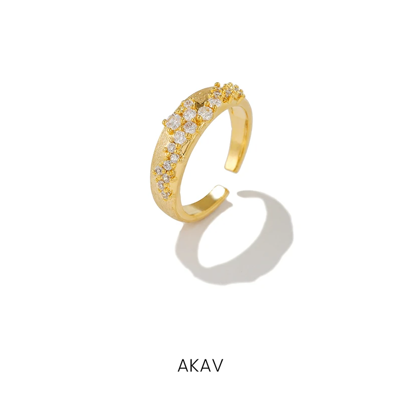 铜合金合成锆石戒指 【金钻絮语】 灵动璀璨女士开口戒指 JZ0004