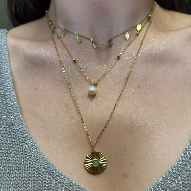 不锈钢项链 3层流苏定制款项链高级感休闲风金色富家千金风1026