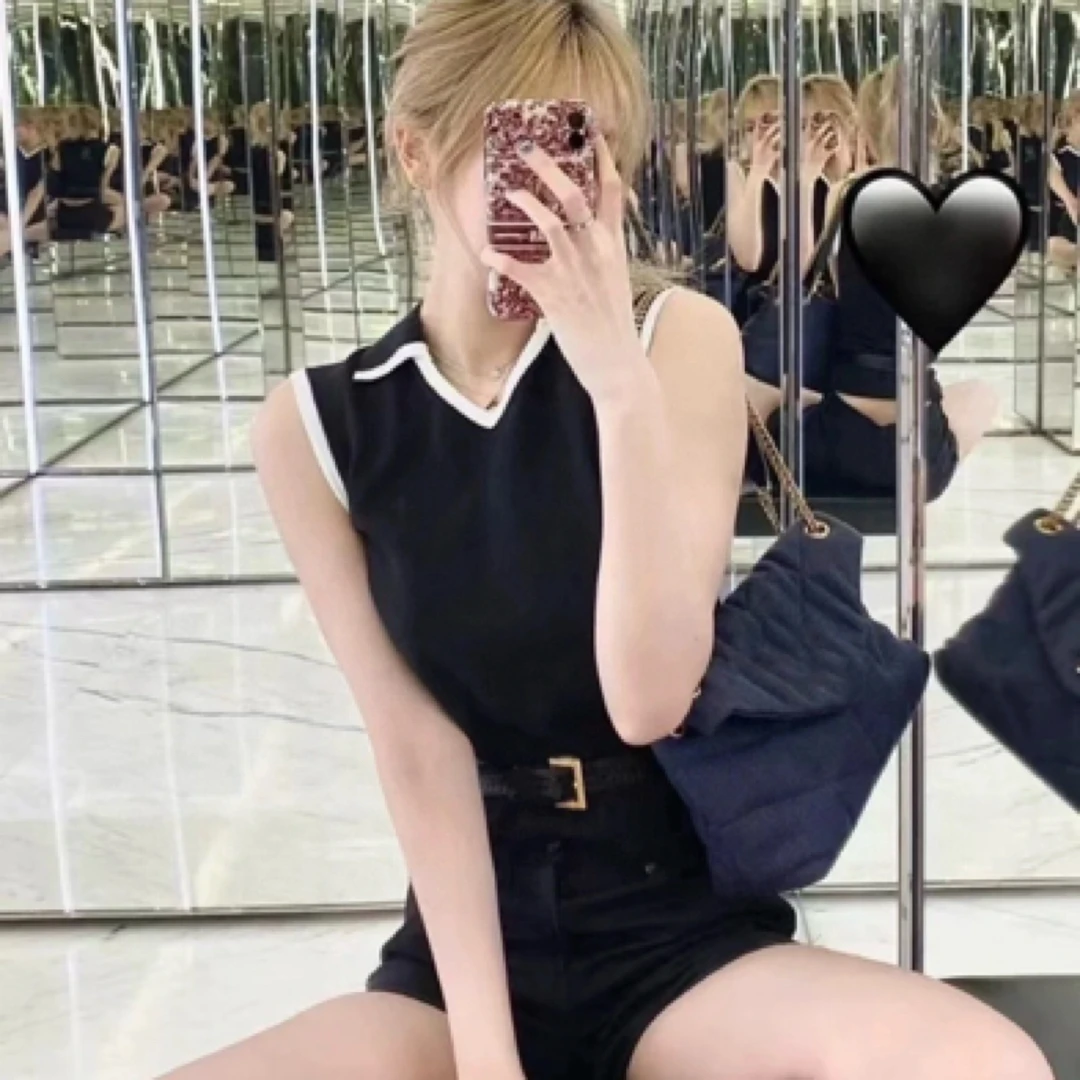 全新未使用 YSL/圣罗兰 A100806/新款黑色针织背心/M码