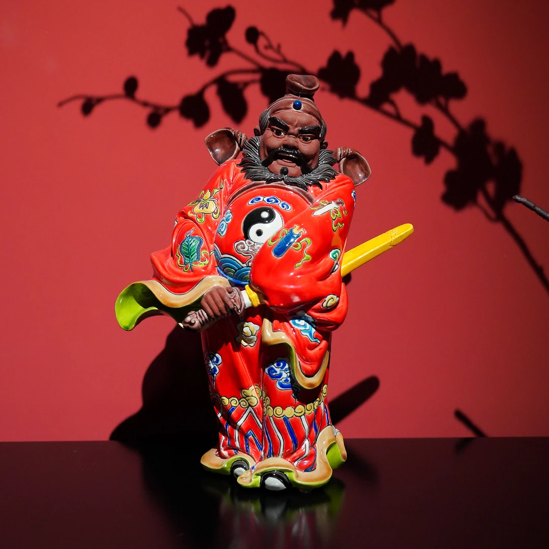 【本尼家】非遗手工彩釉交趾陶钟馗陶瓷艺术家居桌面装饰品玄关摆件