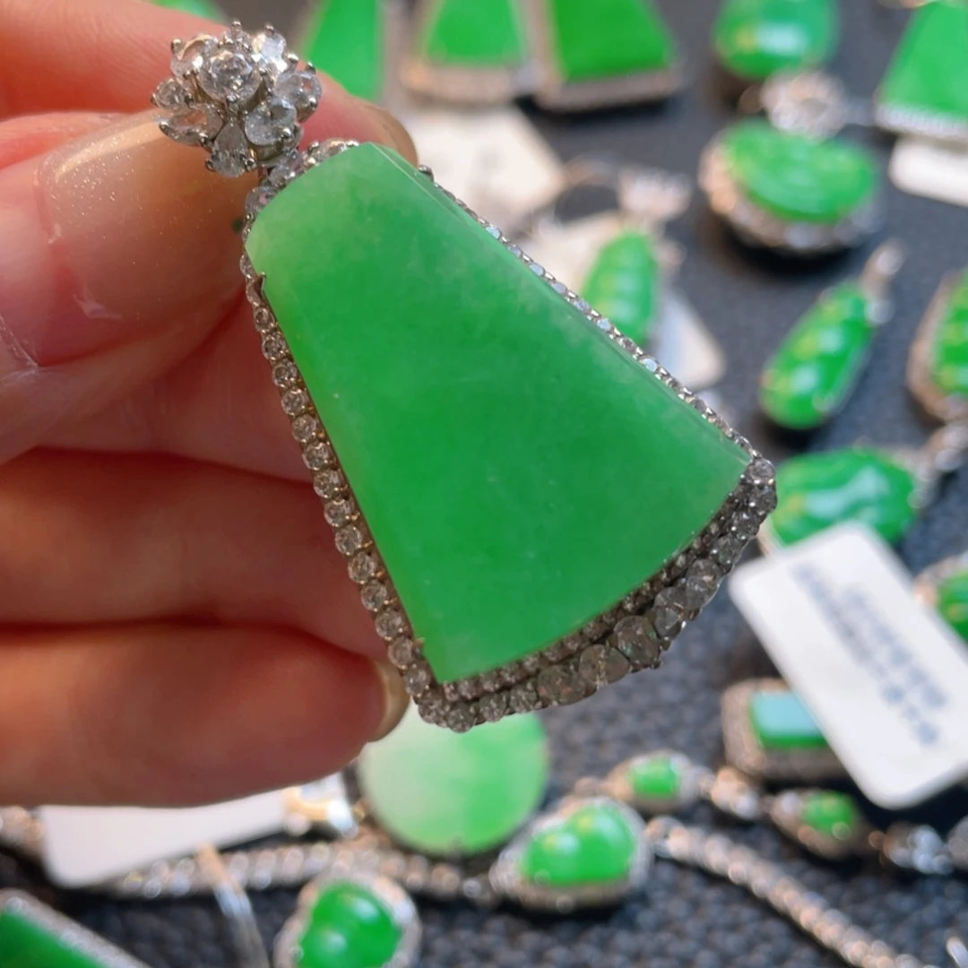 翡翠银S925镶嵌吊坠(不含链)