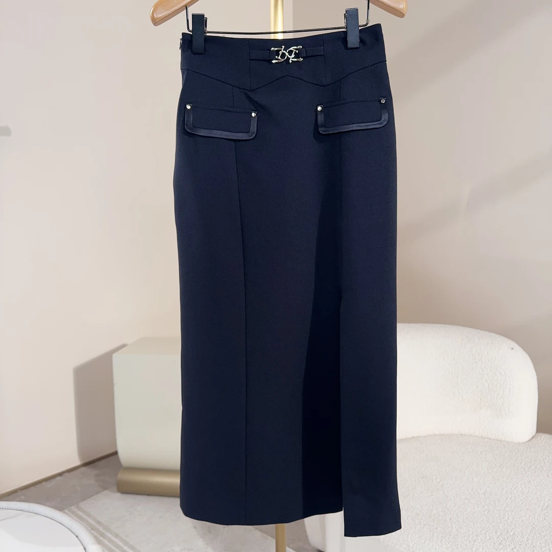 设计师女装2025秋季新款半身裙气质时尚高腰显瘦直筒半身裙41314B