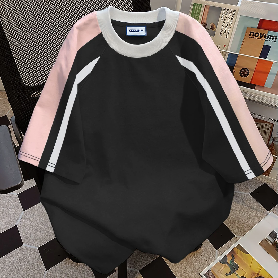 100%纯棉美式设计感复古高级感宽松夏季短袖t恤女oversize上衣男