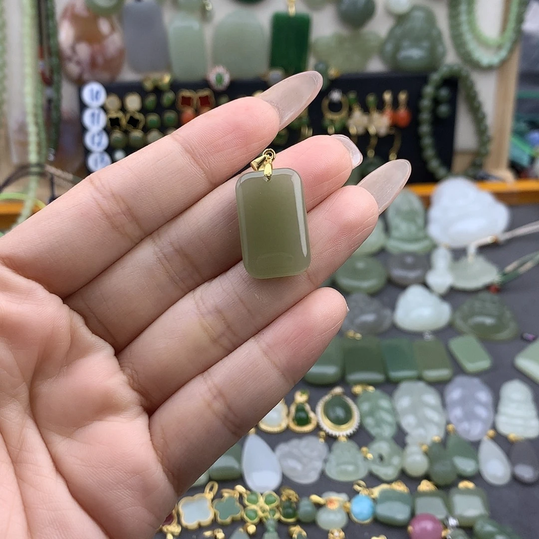 和田玉银S925镶嵌吊坠(不含链)