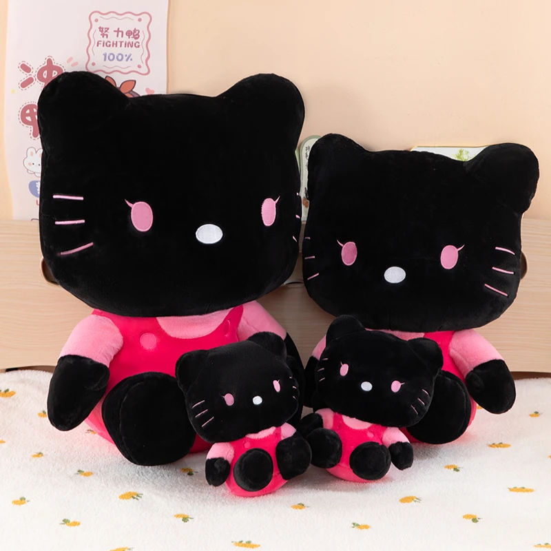 萌酷可爱黑粉KT猫毛绒公仔kitty毛绒玩偶送女生创意生日礼物