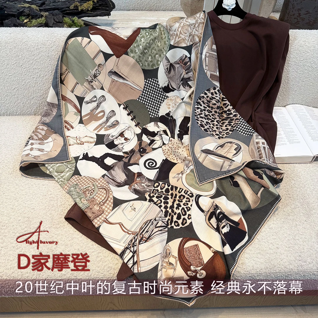 「D家摩登」105cm丝毛双面加厚加密新款秋冬女披肩保暖围巾