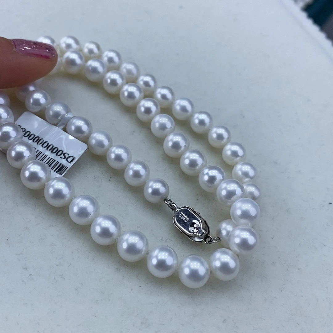 淡水珍珠颈饰银S925镶嵌➕7.8高品冷白