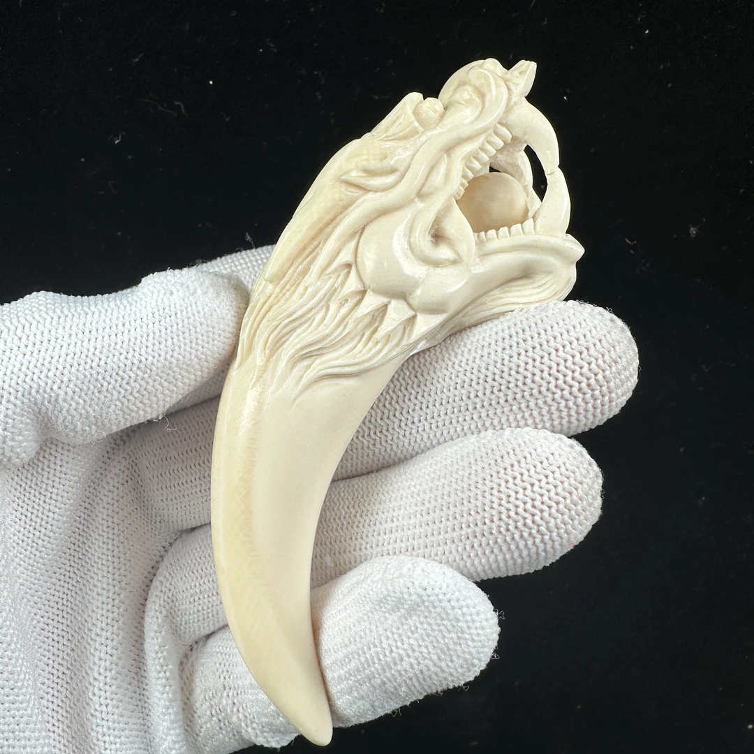 H1816天然猛犸牙雕刻龙 牙尖 16.5*95.6mm支持鉴定 假一罚四