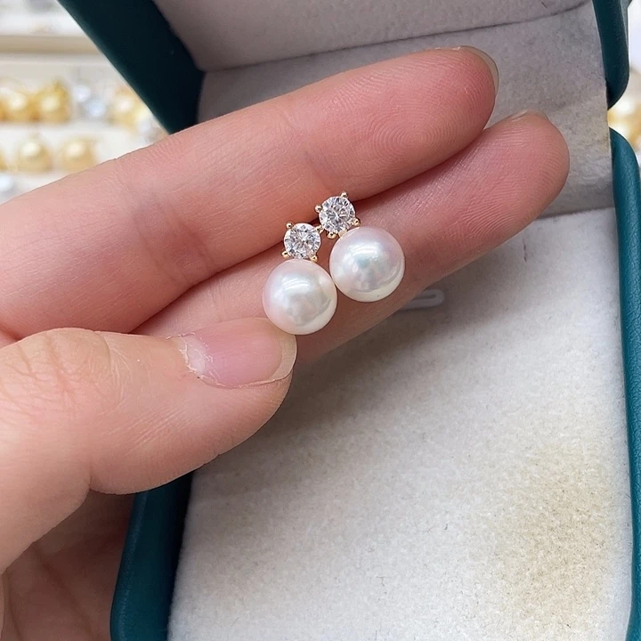 银S925镶嵌海水珍珠耳饰