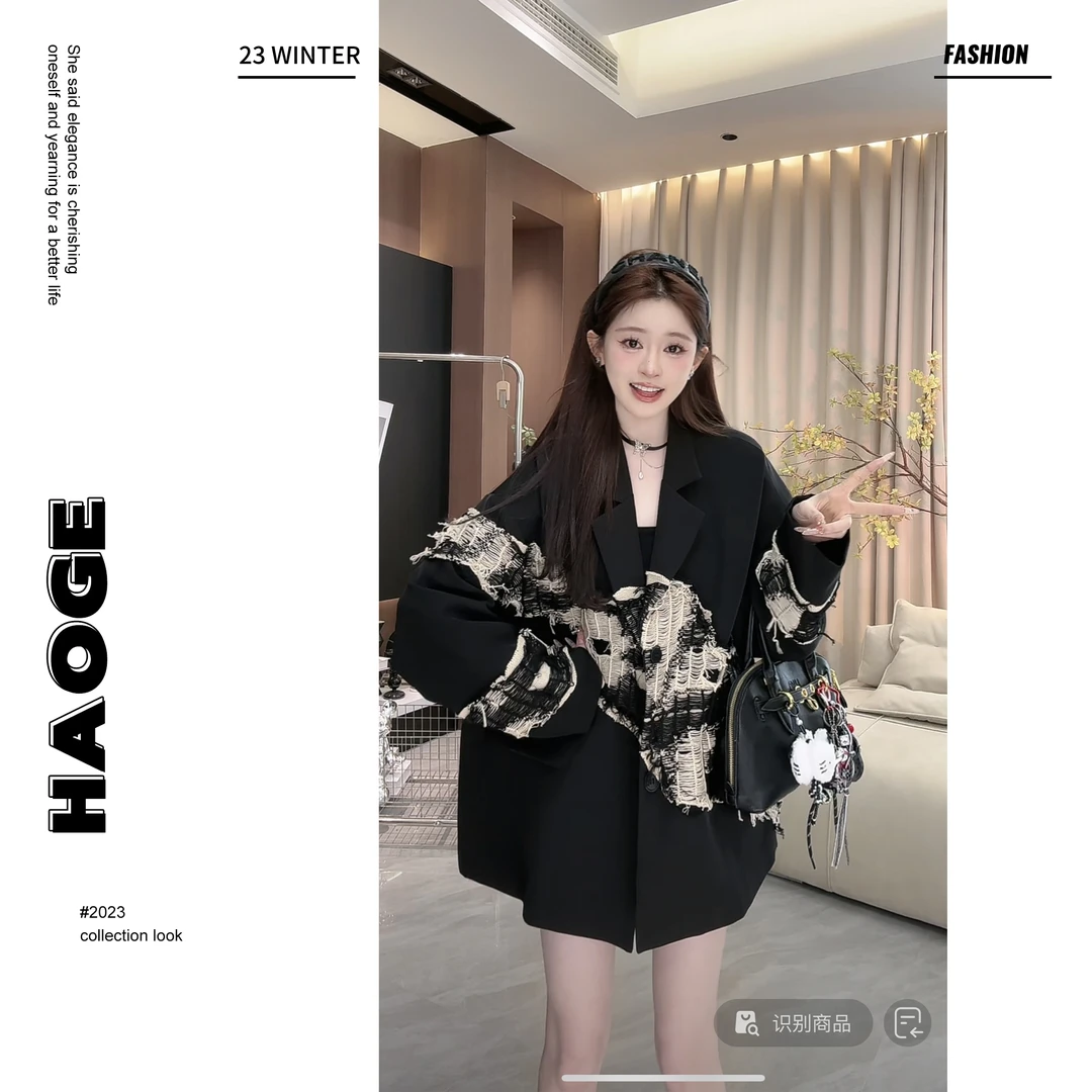 洋洋●「黑暗曙光」春季时尚气质显瘦宽松复古上衣西装X4XZ1187A