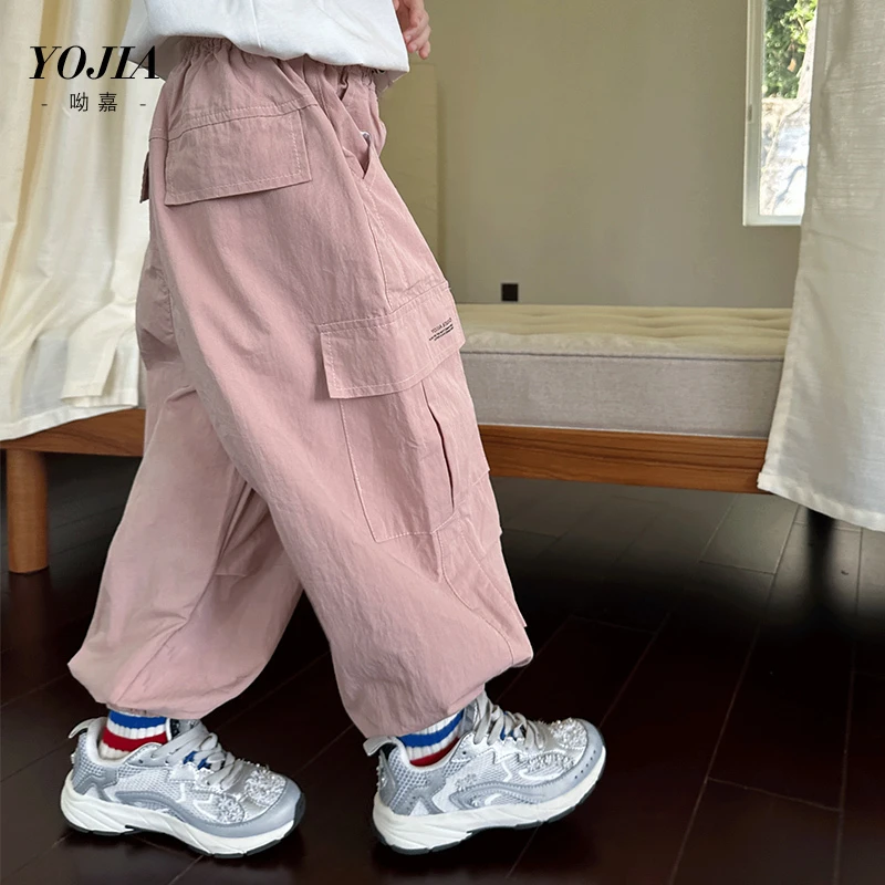 YOJIA女童裤子春款2025新款运动工装裤宽松童装儿童春季Y4QK574