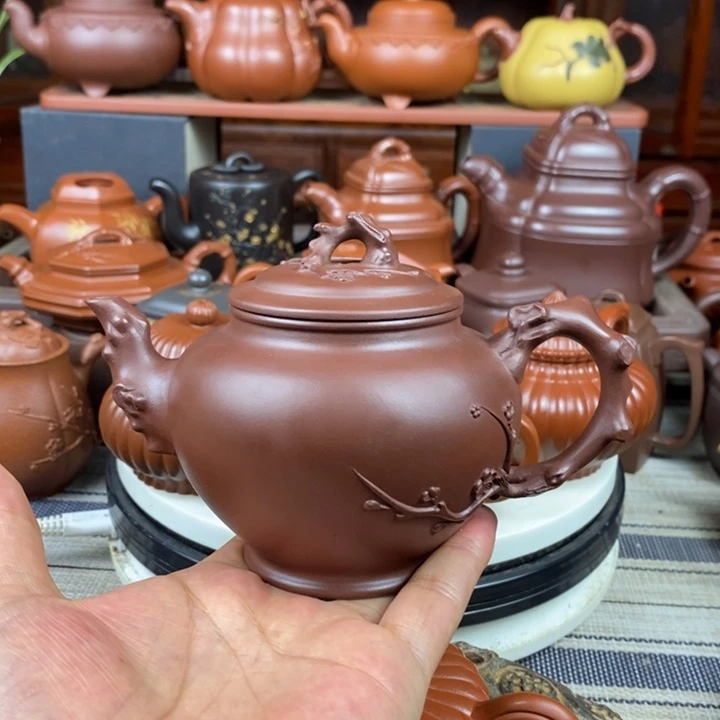 茶壶紫砂梅报春320cc原矿老紫泥特价
