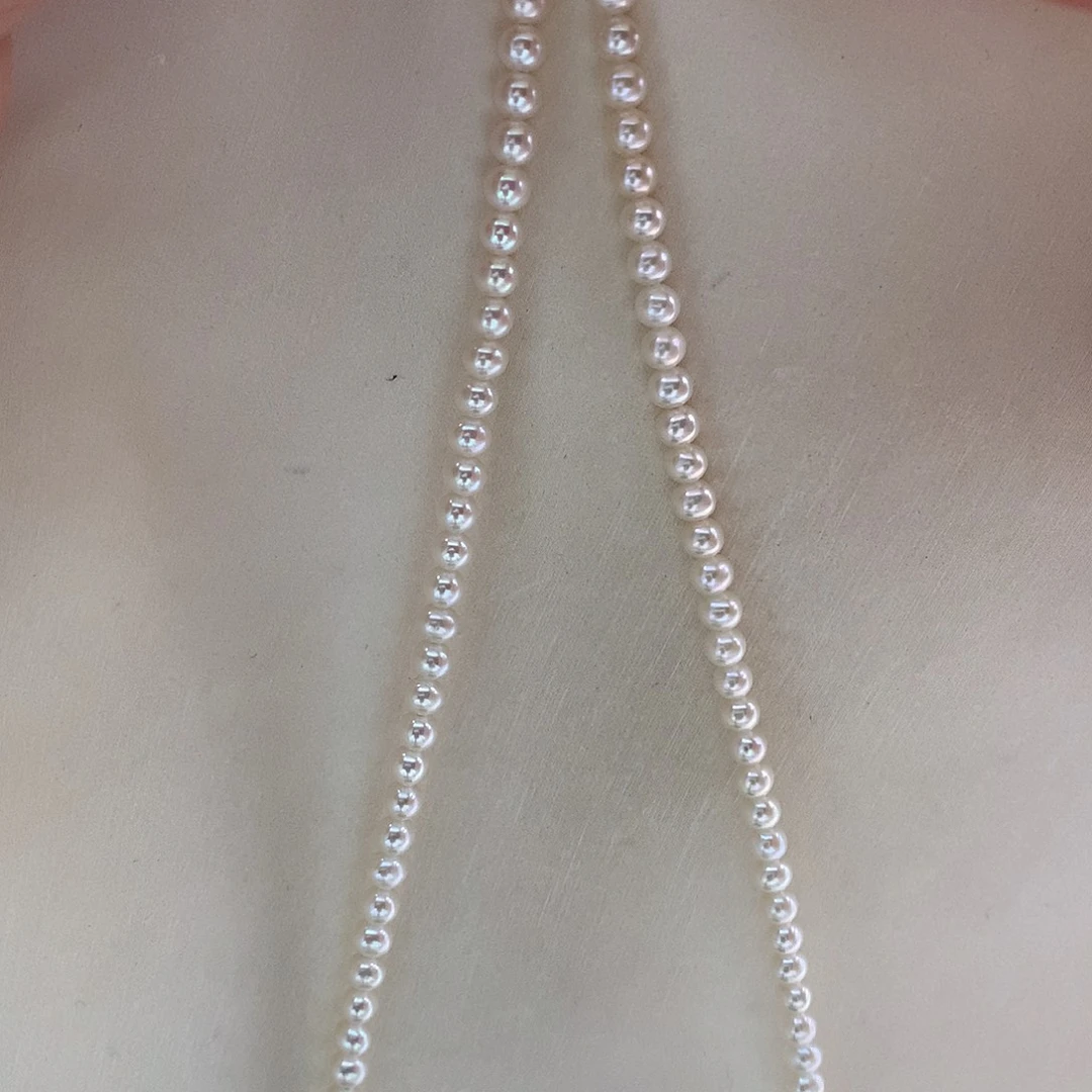 淡水珍珠银S925镶嵌颈饰3.5-4mm