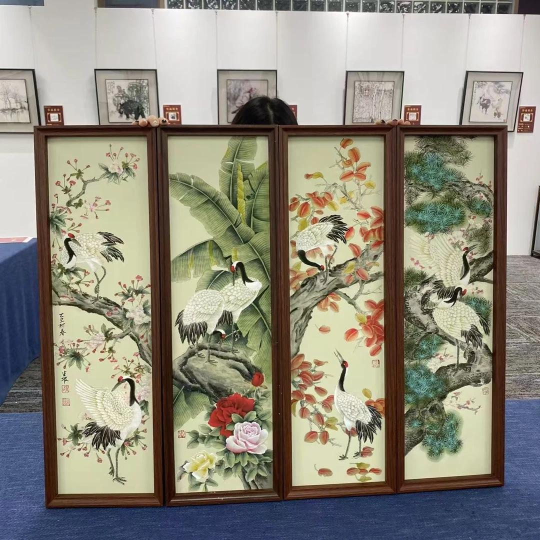 23*73竖幅/仙鹤四条屏/周作光