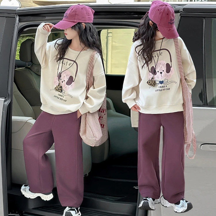 女童春秋款韩版休闲卫衣运动服套装中大童洋气时髦儿童网红秋装