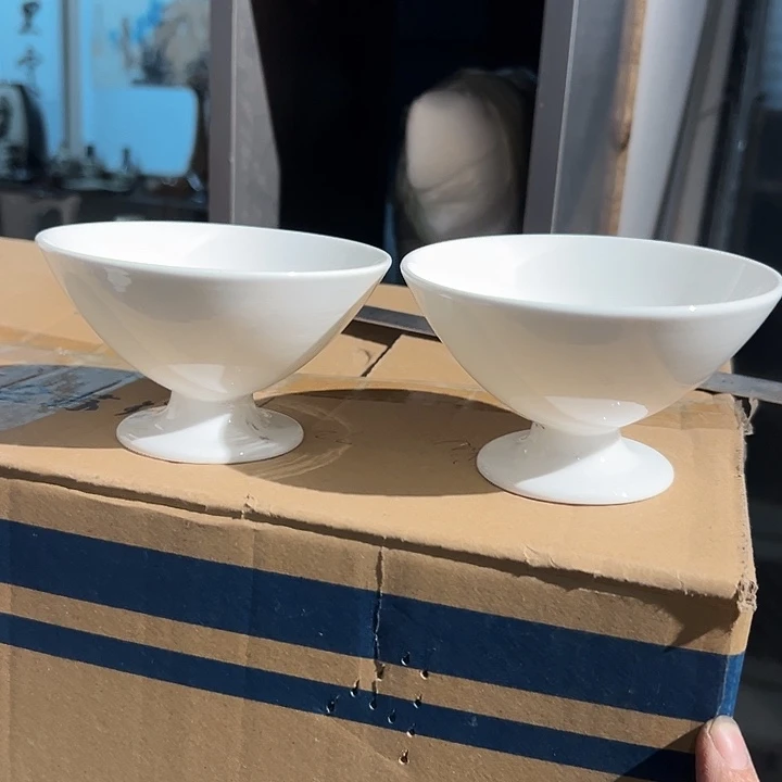 国营尾货骨瓷冰激凌碗一对