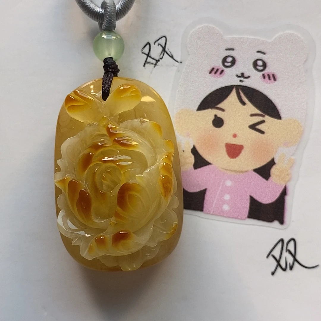 定制琥珀未镶嵌牡丹花