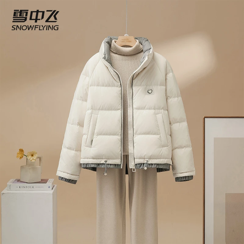 运动常规时尚立领女短款韩版拼色短羽绒