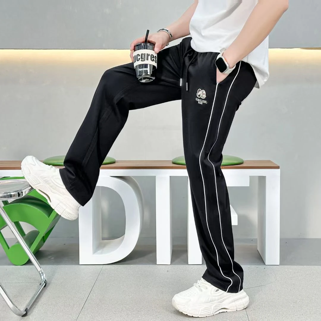 2025年春夏季新款男士运动裤子竖条纹时尚百搭直筒宽松潮流休闲裤
