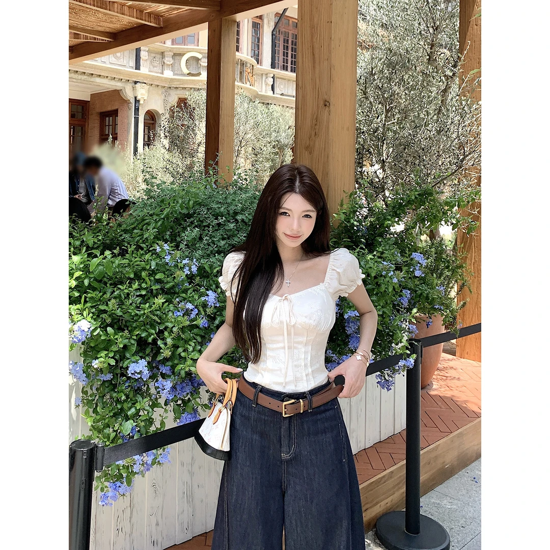 【QIUROUYAO邱肉瑶】矜贵的浪漫诗意*清纯小白花透纱上衣套装