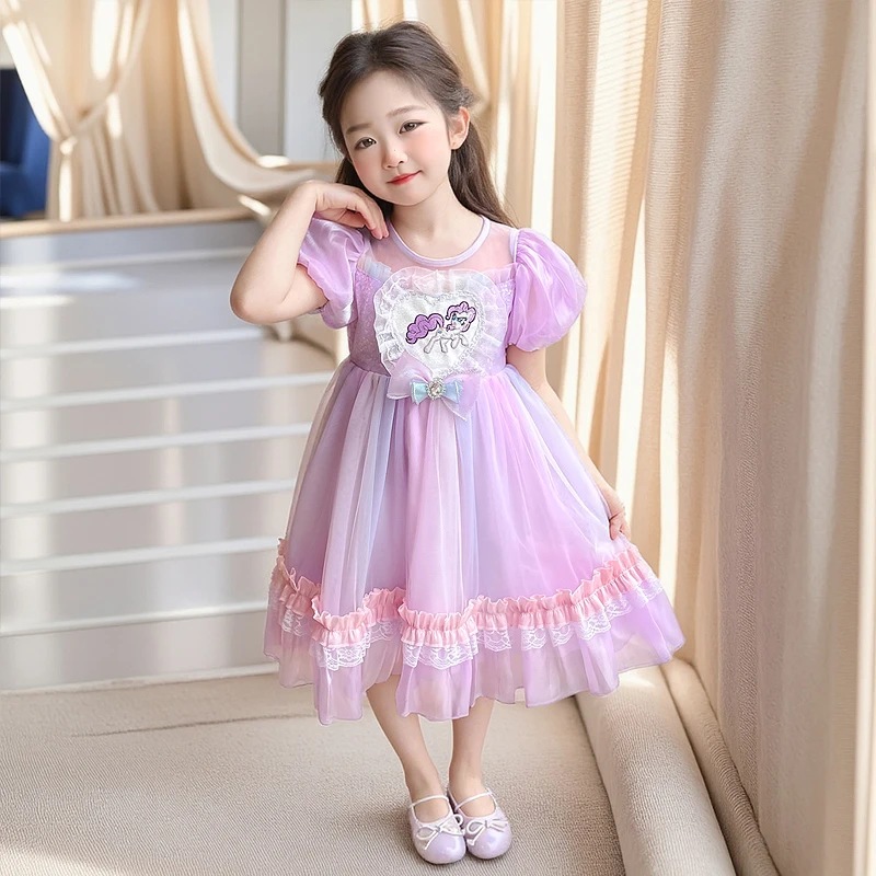 女小童连衣裙夏季2025新款女宝小马宝莉公主裙女孩短袖裙生日裙子