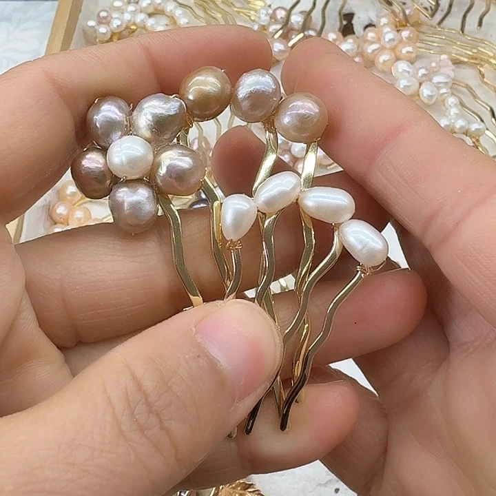 淡水珍珠发饰银S925镶嵌