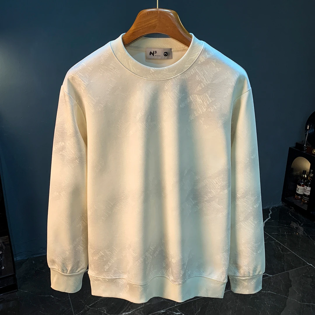 MR.MUDI/穆迪先生高端男士卫衣秋季冰花圆领套头打底衫休闲百搭