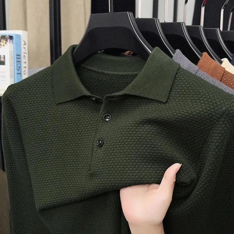 【返季清仓】羊毛衫500克秋冬新2025长袖纯色翻领针织衫保暖毛衣男