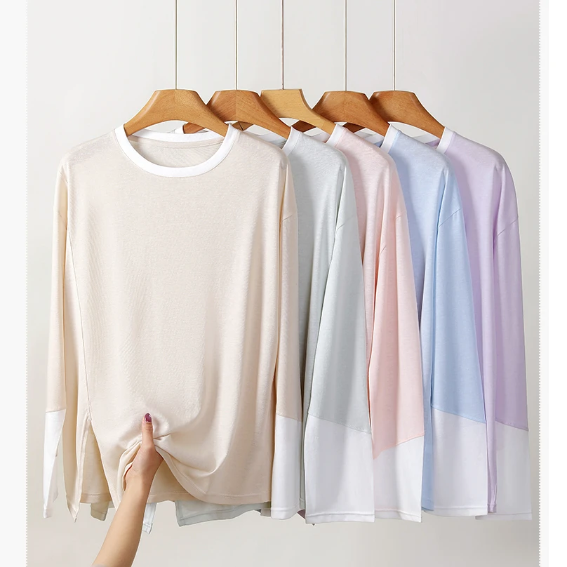 B 门店32&9！海盐奶酪T！软糯莱赛尔天丝/休闲假两件T恤上衣 C21253