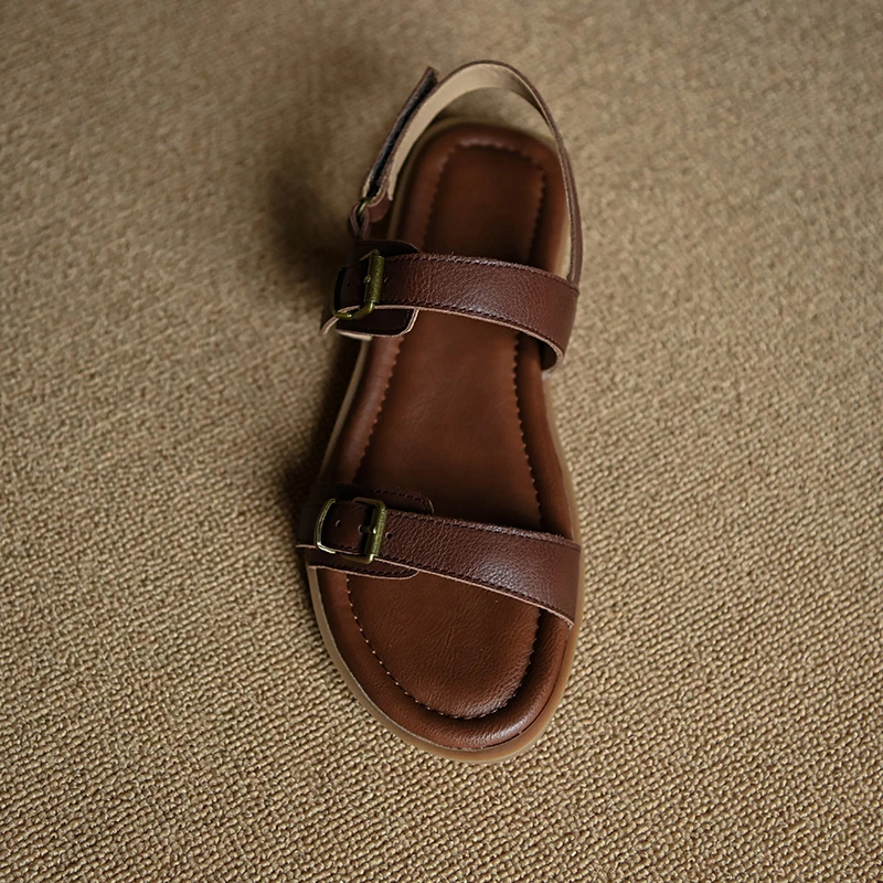 露趾平底一字凉鞋女2025夏季新款舒适厚底休闲时装凉鞋女鞋