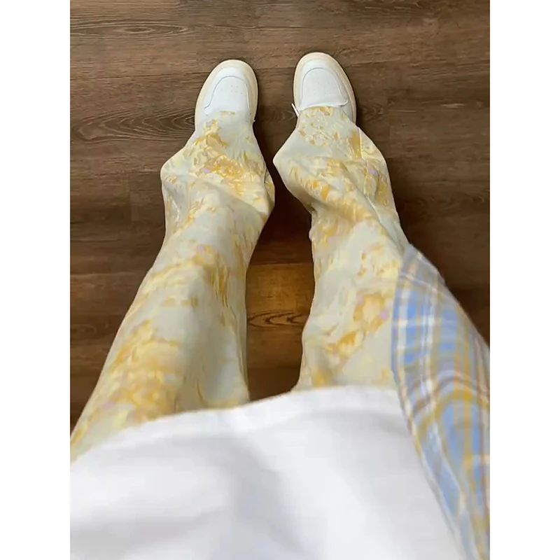 美式提花微喇牛仔裤女款春秋设计感弯刀裤子小个子工装窄版直筒裤