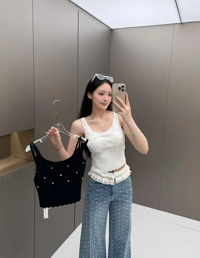 【媛媛女王专享】6017现货重工钉珠针织吊带背心