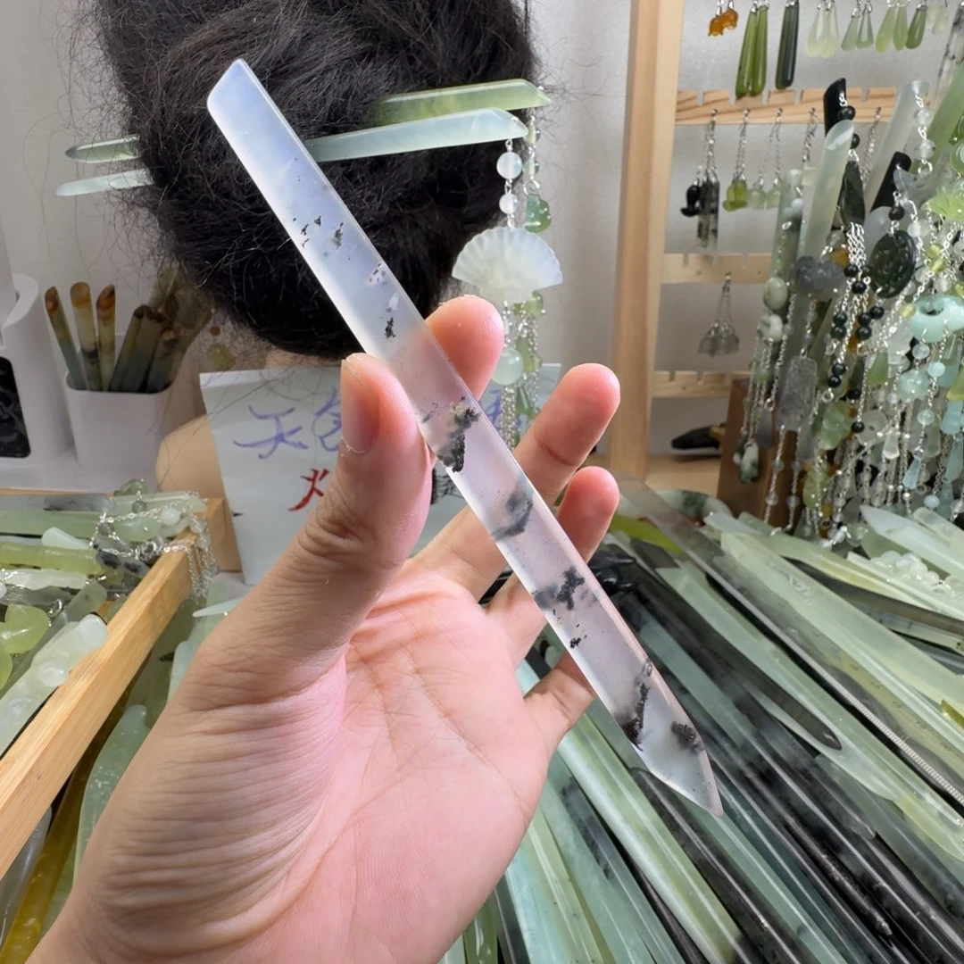 蛇纹石玉合金发饰长度14