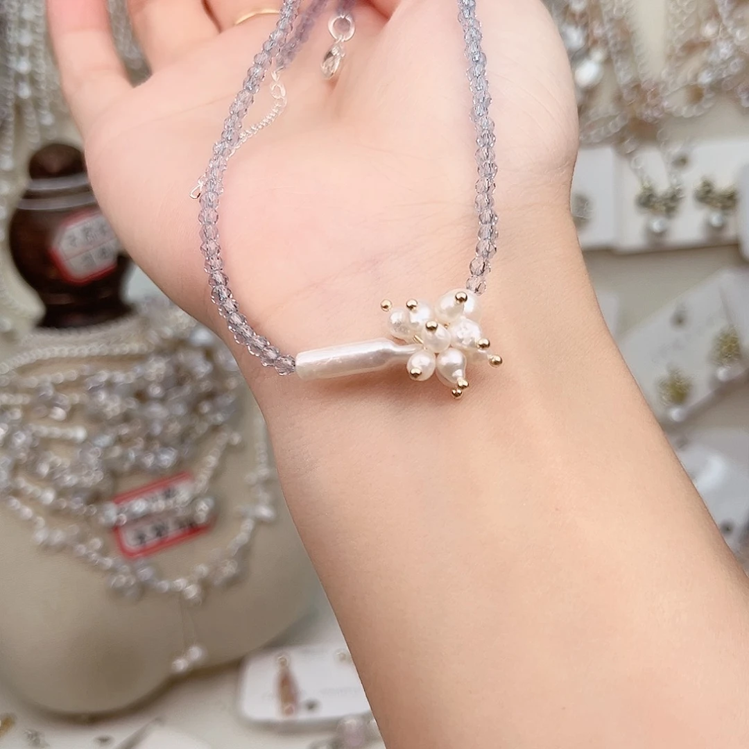 淡水珍珠银S925镶嵌颈饰