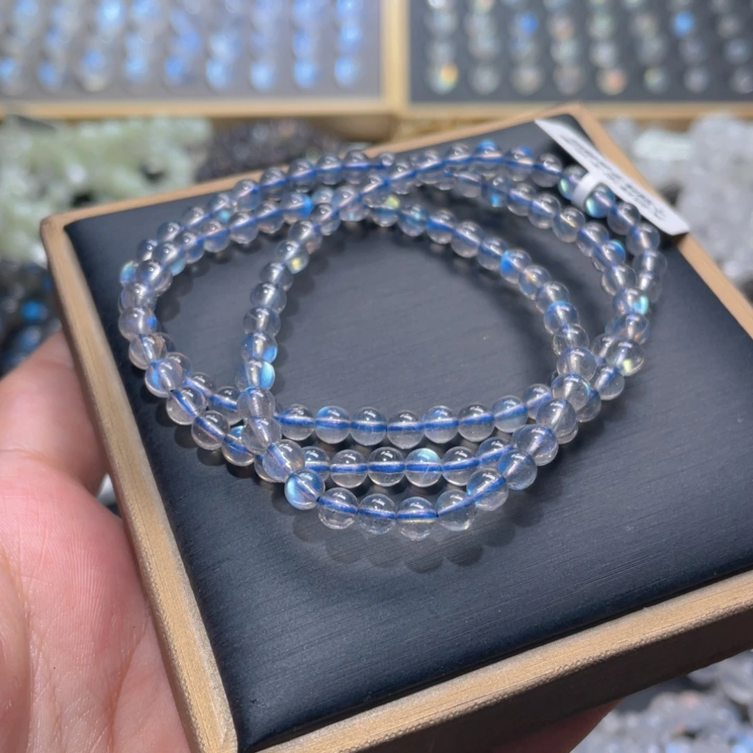 手链未镶嵌长石灰月光炫彩拉长石手链多圈5mm