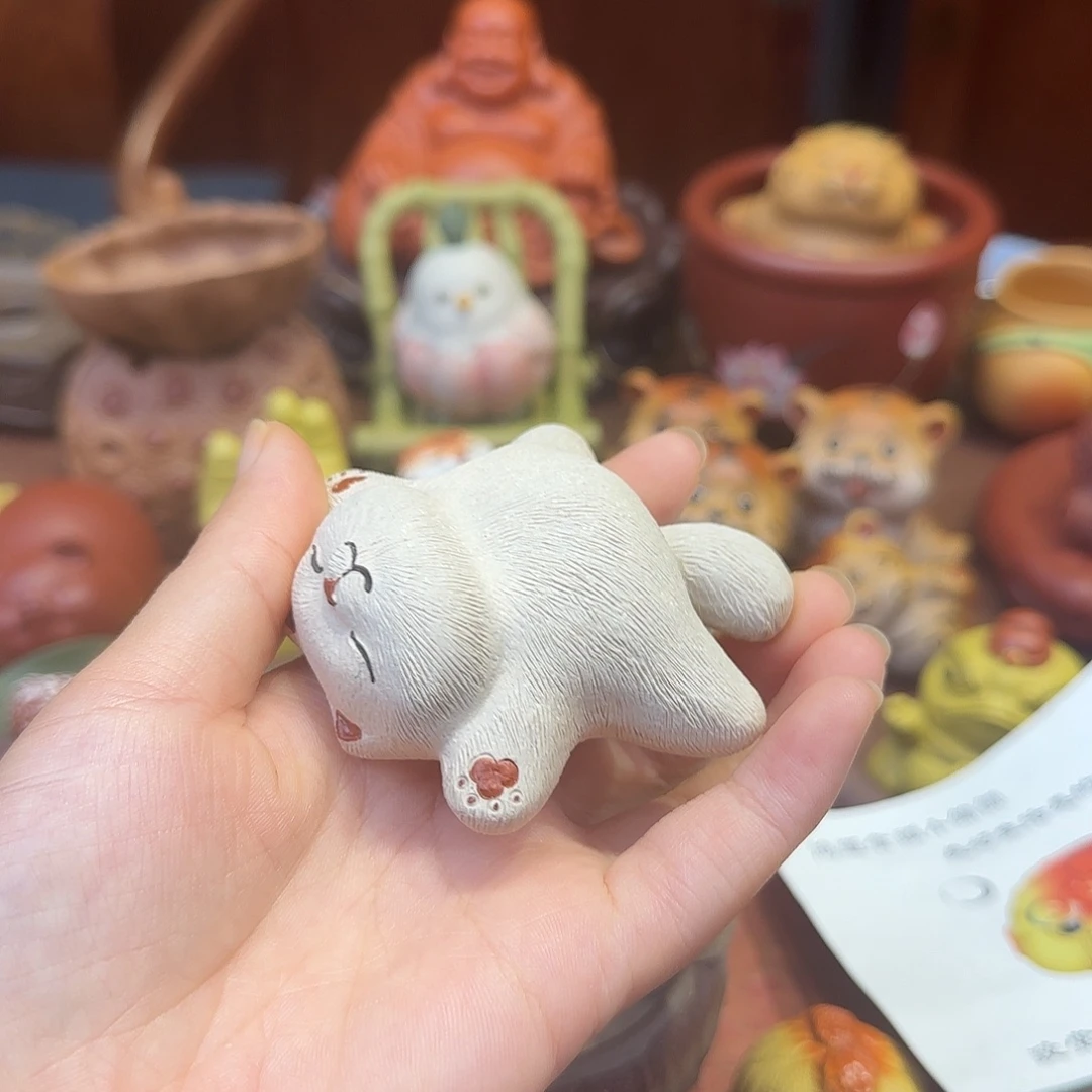 紫砂茶宠紫砂躺平猫