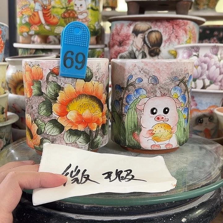 景德镇手绘花盆满38包邮