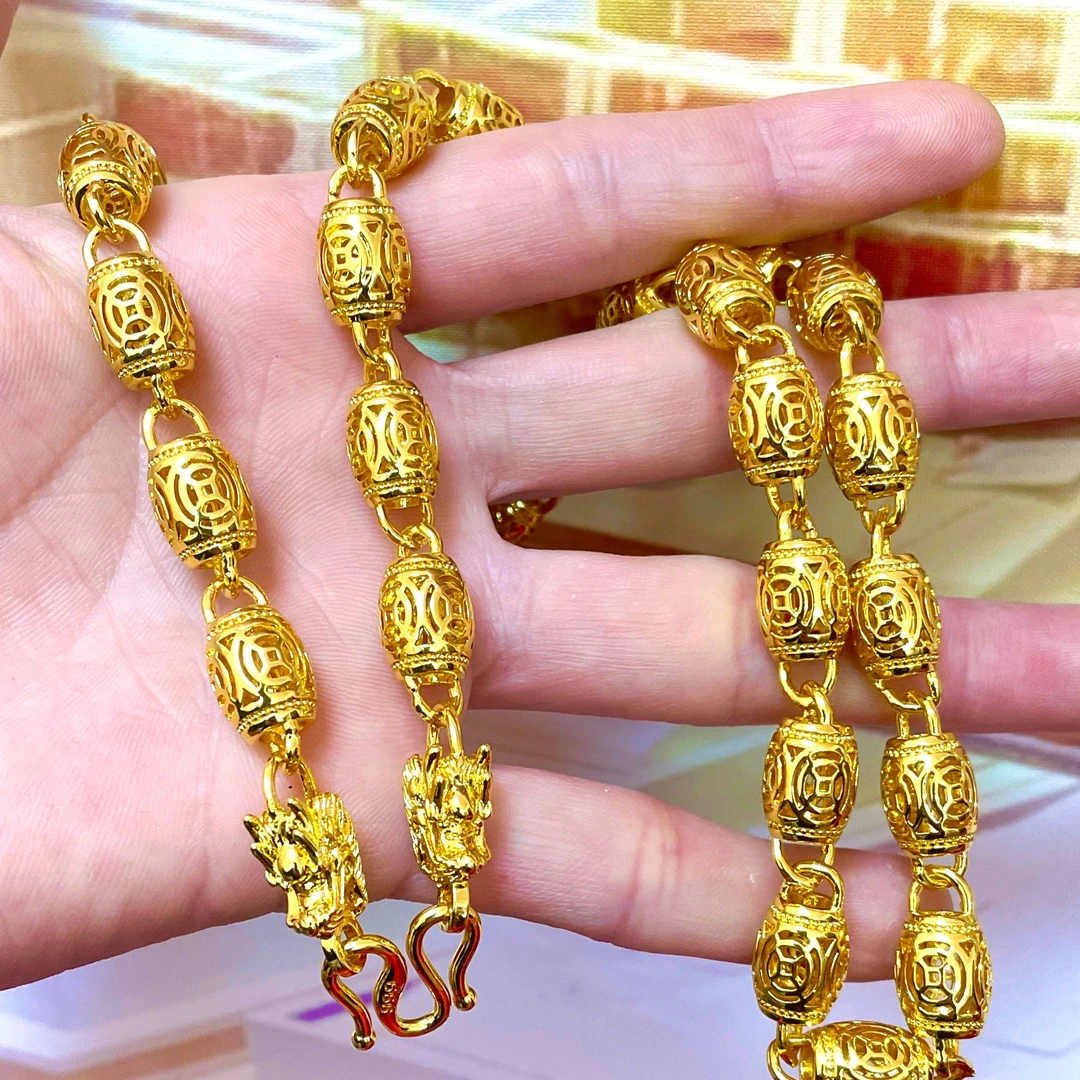 合金项链 【龙头福链】潮流新款手工精美时尚大气金色