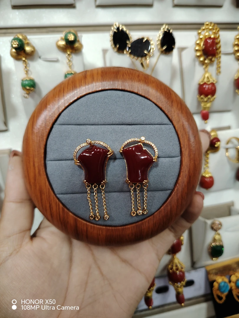 铜合金亚克力耳饰铜合金手工新款耳坠！高档棕色酒红色圆形金色