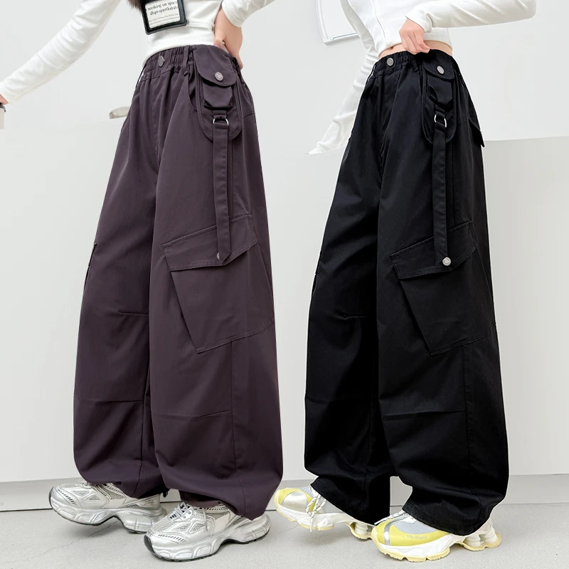 女童春秋款痞帅工装裤2025新款中大童男童休闲裤子女孩秋装束脚裤