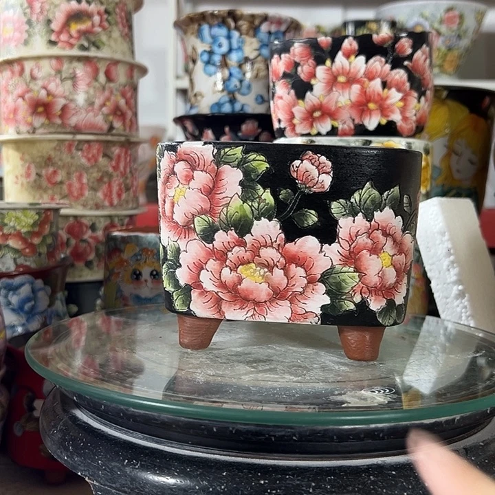 橘***^景德镇手绘花盆幸运花盆