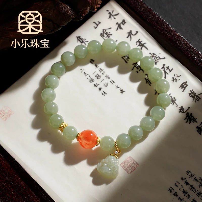 单圈和田玉配高级南红显白女式手链多样性发一-9934