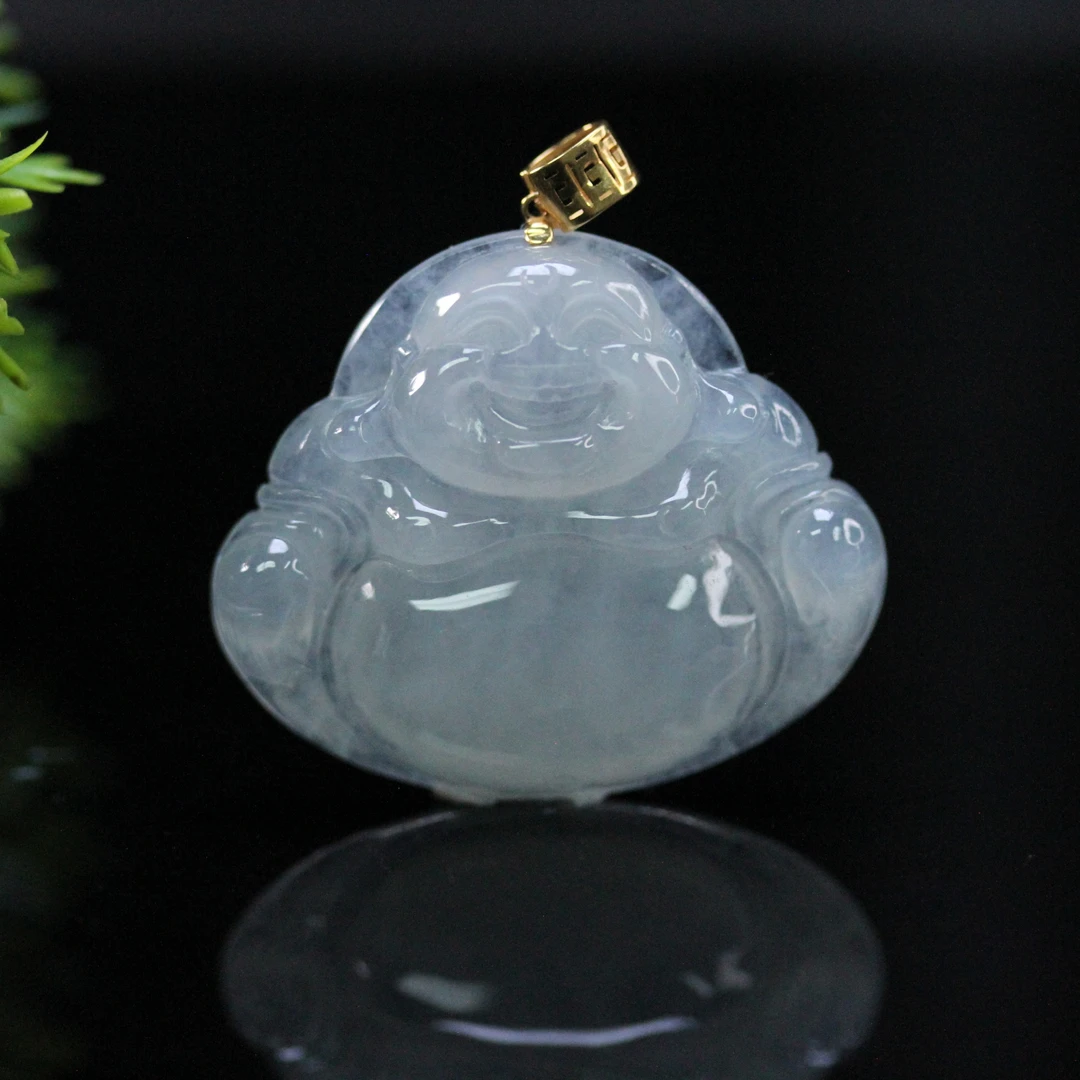 天然缅甸翡翠A货18K金镶佛保平安 佛公吊坠/1225256/拍卖