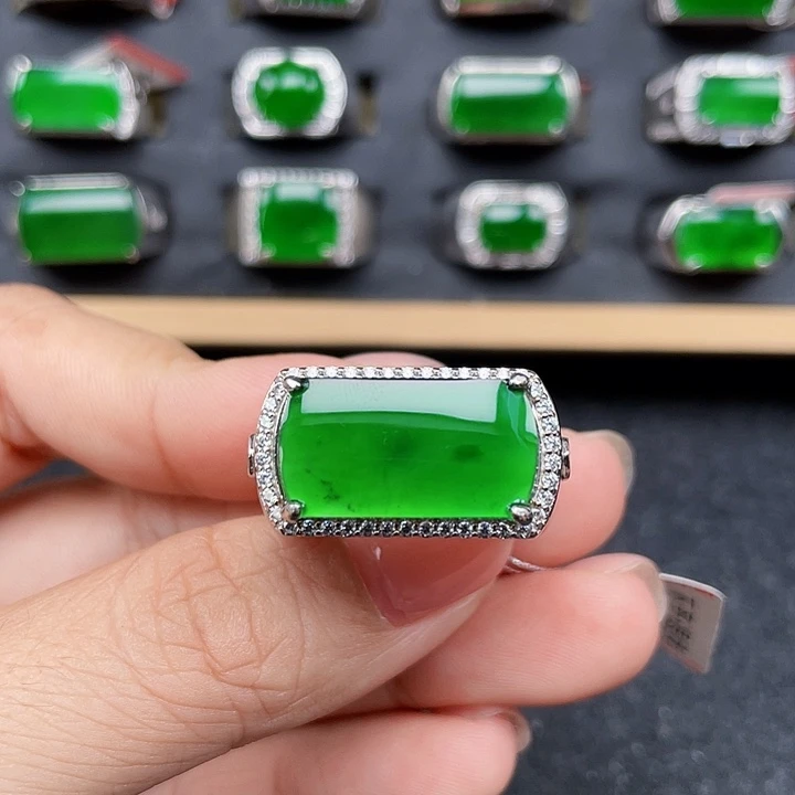 翡翠银S925镶嵌戒指编号3806没运费险