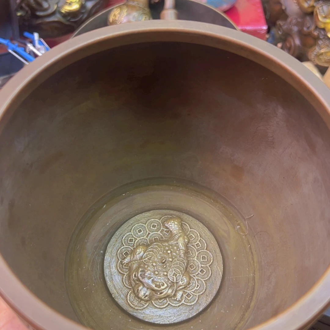 原矿风磨铜大号对联缸