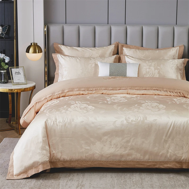 曼陀罗香槟2025新款贡缎刺绣提花四件套