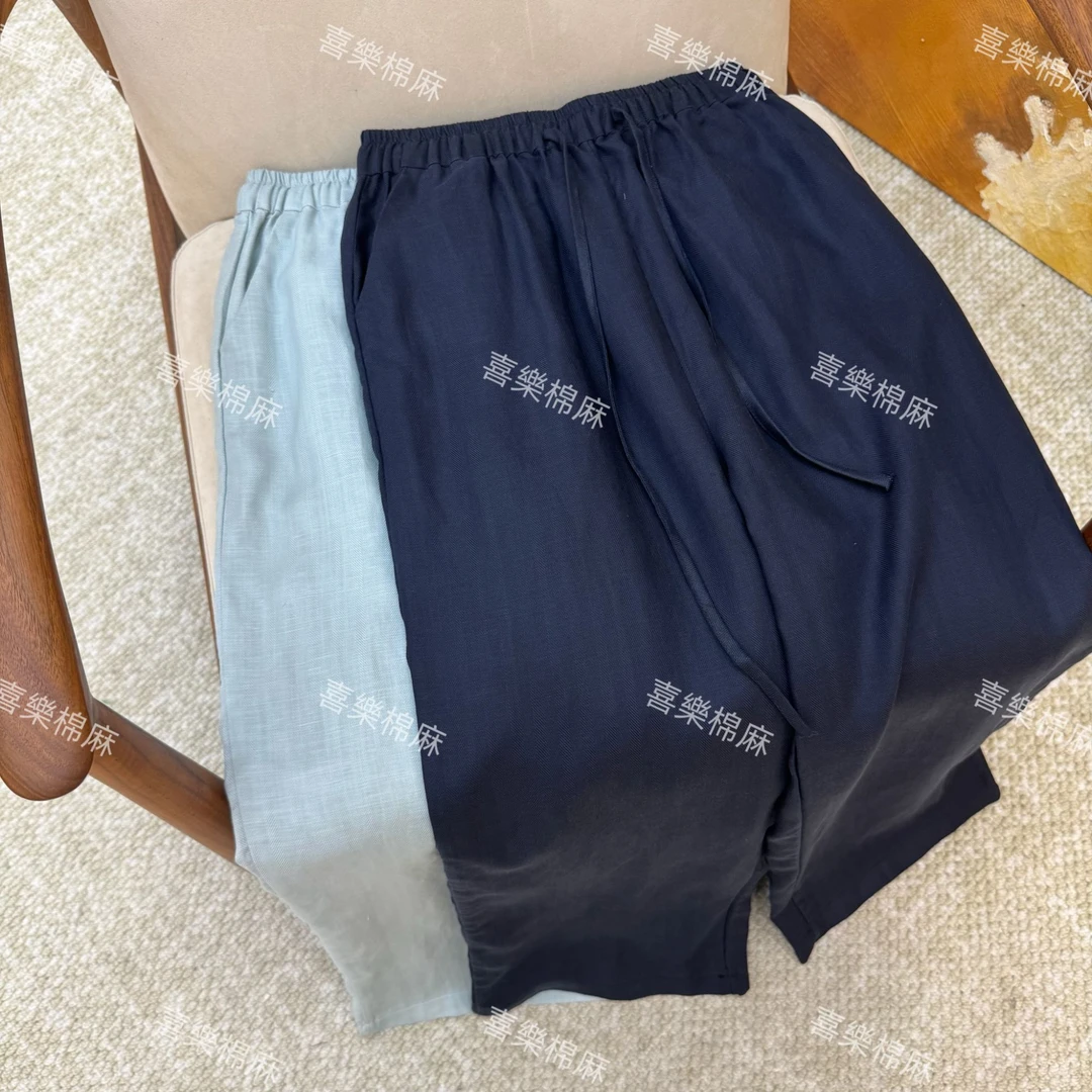 喜樂  2025天丝亚麻人字纹直筒休闲裤夏季新款时尚百搭纯色简约女