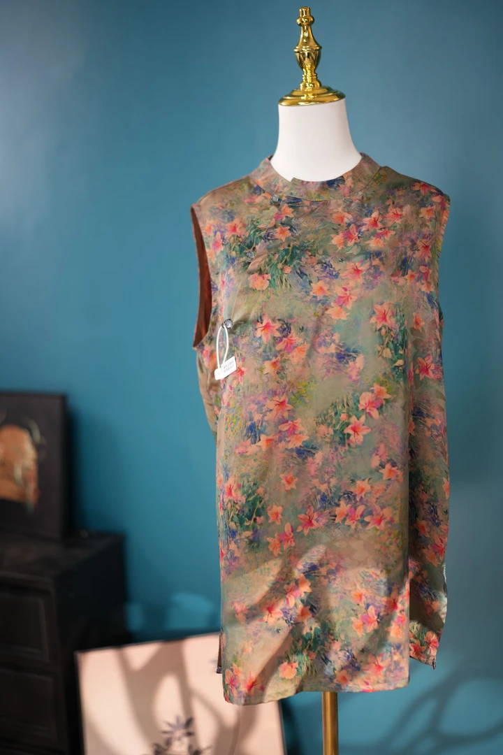 A39.拼色花无袖奥戴