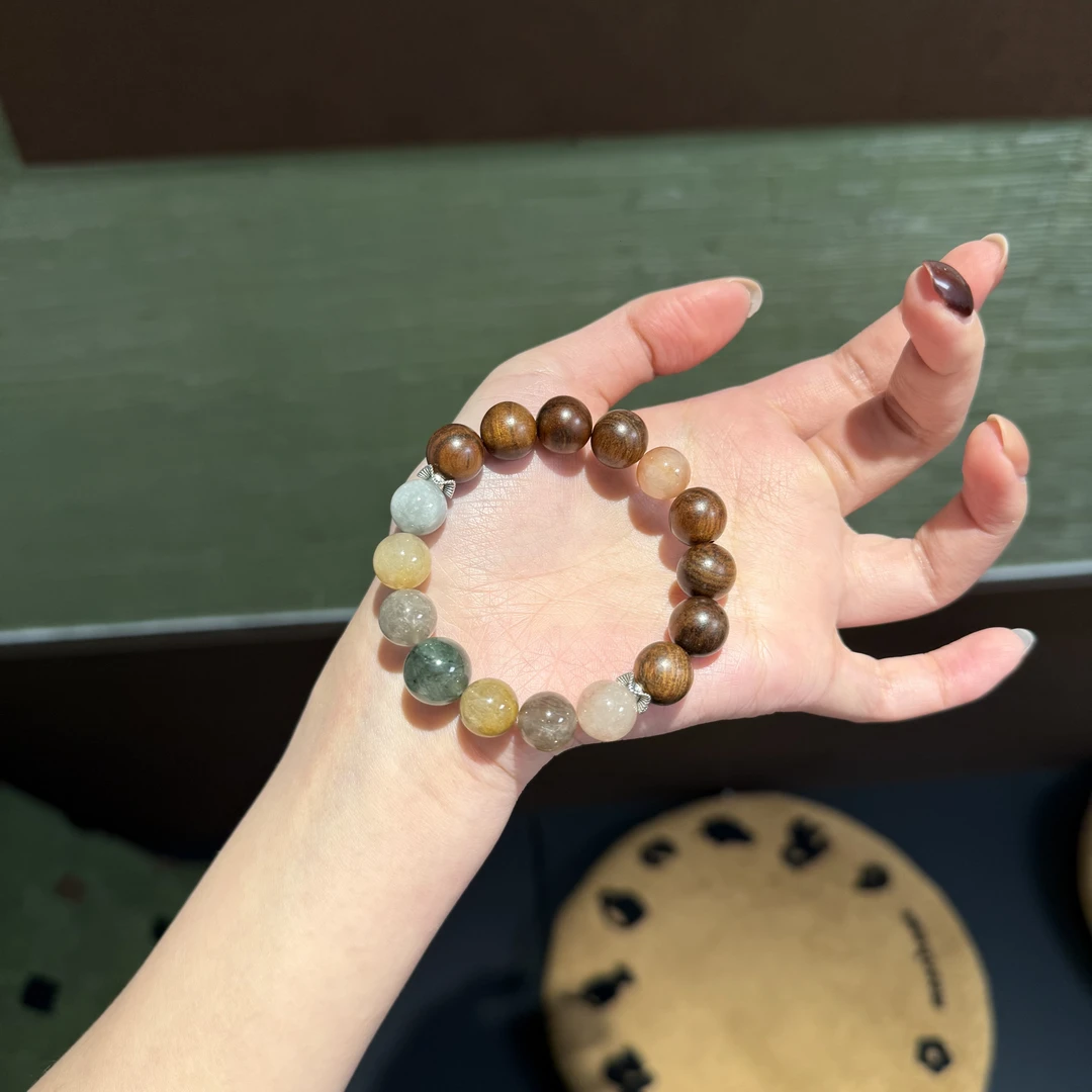 D*秋林碎彩*天然彩兔毛梨花多宝手串 多样性发其一